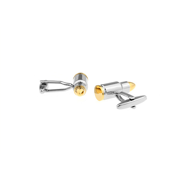 2 Two Tone Shell Casing Army Police Par Cufflinks i en gaveæske og poleringsklud
