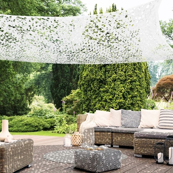 Rektangulär skuggskydd kamouflagedesign 3x6M vit, skuggskydd,