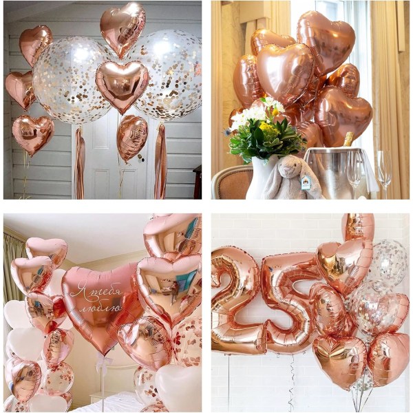 Hjärtformade ballonger, 50 st Rose Gold Heart Balloon, Heart Balloon