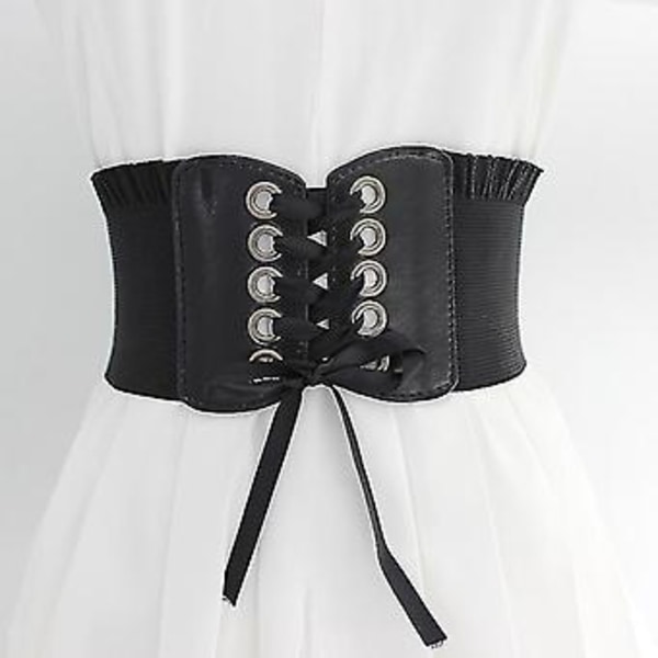 Leveä Korsetti Nahkavyö Vartaloa Muotoileva Rusettivyötärö Leveä Joustovyötärönauha Cinto Sobretudo Pu Nahka Femme Fajas Ceinture (Ruskea)