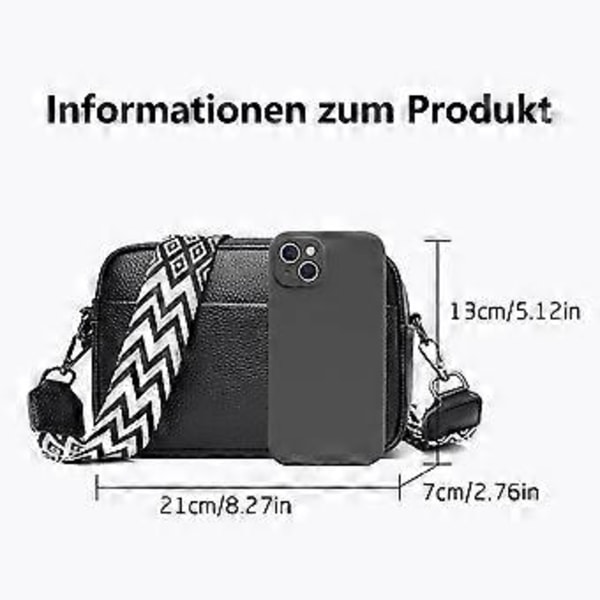 Axelväska dam liten handväska flera fack crossbody väska grå med 3 utbytbara axelremmar