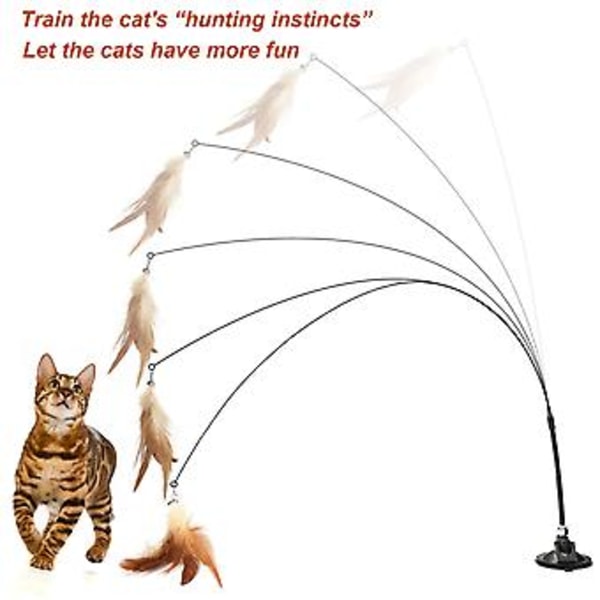 Katt Leksaksutrustning För Kattunge Lek Jaga Träning Sugkopp Hållbar Kreativ 6st/set Rolig Interaktion Fjäder Fågel( )