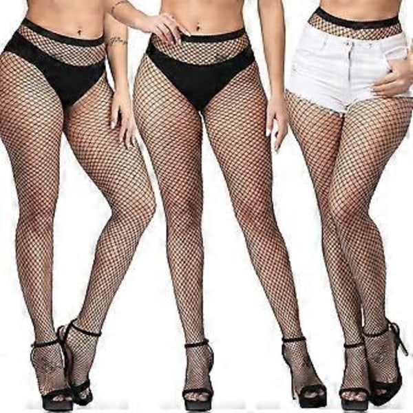 Sensuelle Strømper Nettstrømper Erotiske Fiskenettstrømper Leggings Sklisikre Strømpebukser (Medium Nett Svart)