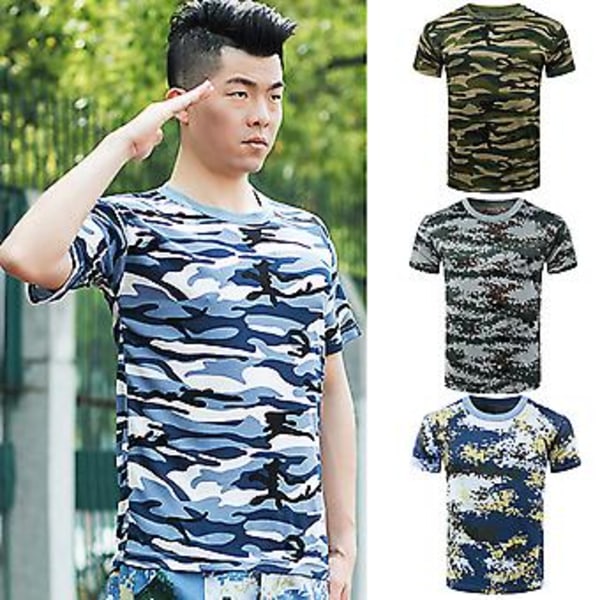 Fianao Unisex Sommer Camouflage Militær Combat T-shirt Kortærmet Bluser (150cm(95) 2#)