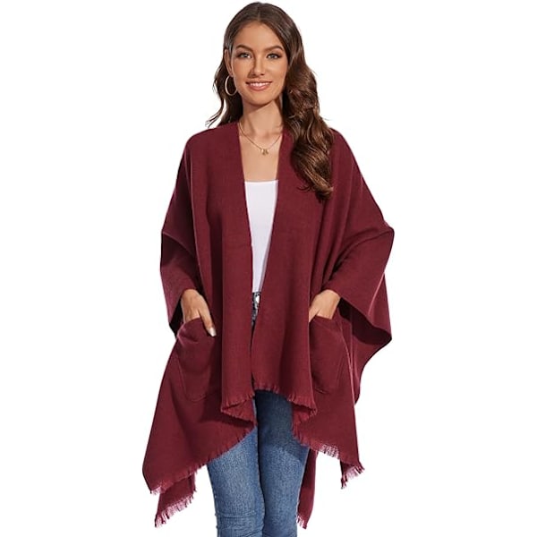 Elegant Sjal med Öppen Framkant, Mjuk Poncho för Kvinnor, Lämplig för Vår, Höst och Vinter