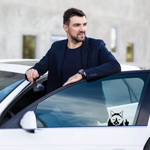 Roliga bilstickers dekaler, 2 st reflekterande kattbilsklistermärke Hu