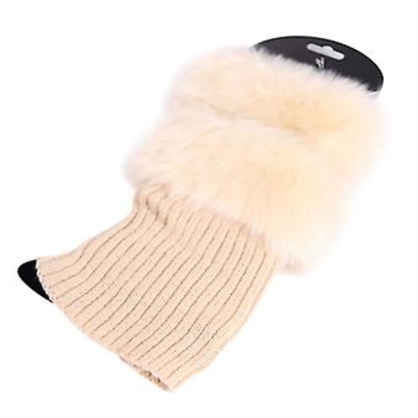 Vinter Crochet Benstövlar Sockor Manschetter Topper Fuzzy Trim Ankelvärmare Sockor (Beige)