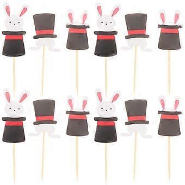 24 kpl/setti Easter Hat Rabbit -kakkupiikit Kakun koristeet Kakun koristeluun Pääsiäisen syntymäpäiväjuhliin