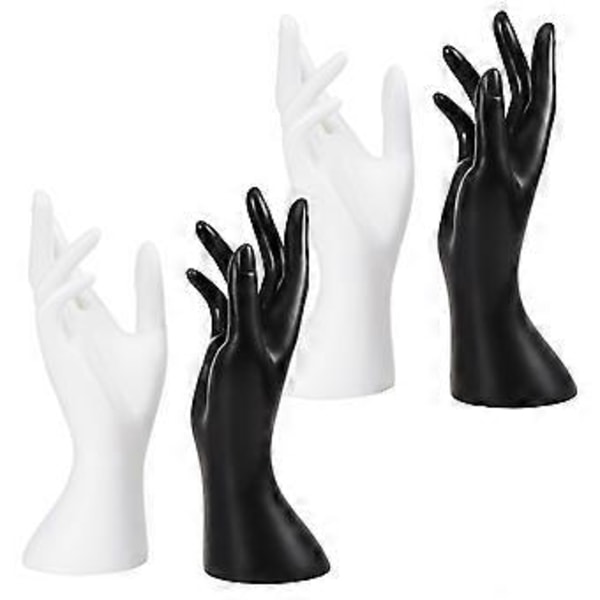 2 Par Handgjorda Plast Artificiella Hand Smycken Ring Display Modell Handform ( )
