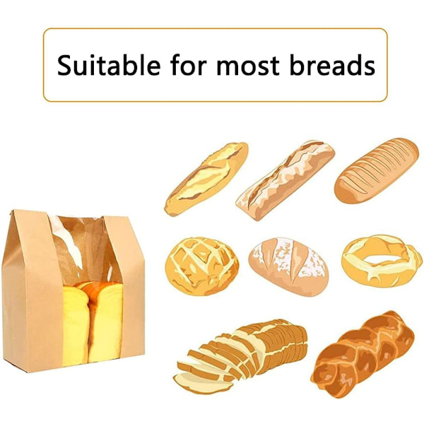 50 stk. Kraft madpapirposer, brødpose med vindue,