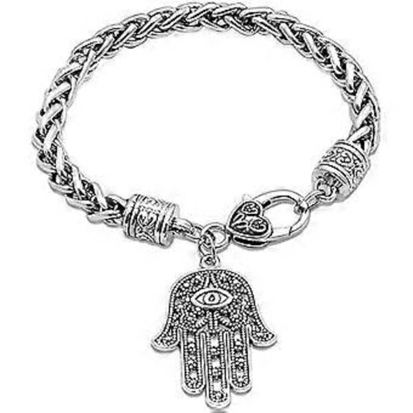 Hamsa-käsi Fatima-hopeakorun - Paha silmä -suoja hopeapintainen seosriipus koru onnen ja menestyksen riipus ystävyys