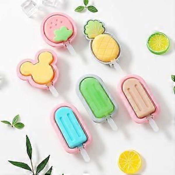 2 stycken silikon Popsicle glassform med lock Popsicle form Hemgjord DIY isglassform för att göra isgaller (stil1680)