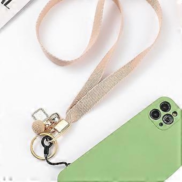 Mobiltelefon Lanyard Halsrem Bollhänge Flätad Kedjehållare - Svart (Svart)
