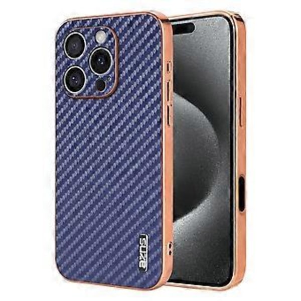 AZNS iPhone 16 Pro -kotelo, galvanoidulla hiilikuitukuvioisella PU+TPU-puhelinkuoressa (Tyyli D)