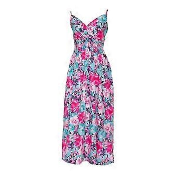 Kvindesommerkjole, Casual, Ærmeløs, Blomstermønstret, Løstsiddende, Split, Maxi, Flydende, Lang Strandkjole (XXL Lysegrøn)
