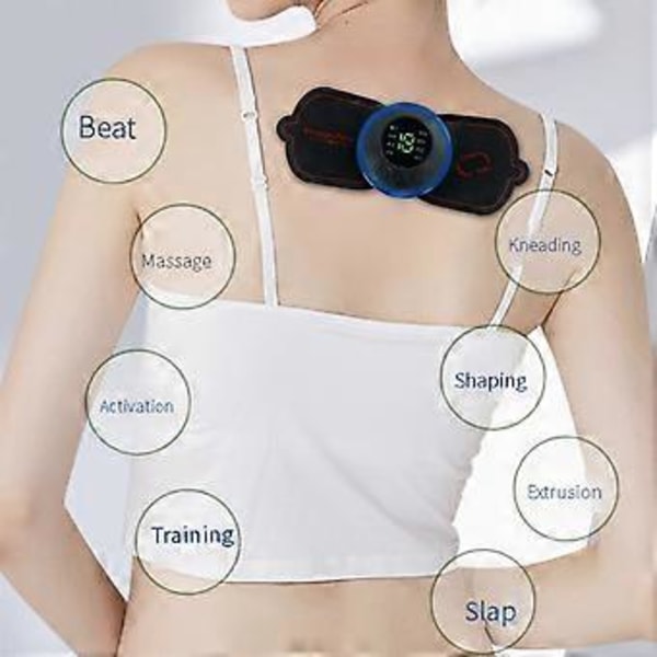 2024 Bärbar Mini Elektrisk Nacke & Rygg Massager EMS Cervikal Massageplåster Smärtlindring