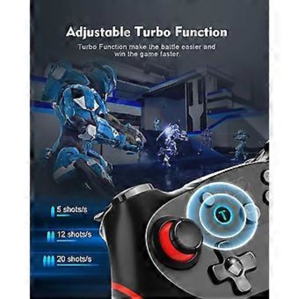 Switch ControllerPro -ohjain Switchille/Switch Litelle/Switch OLEDille, Switch-kaukosäädinohjain peliohjain, säädettävä Turbo ja kaksoisvärinä