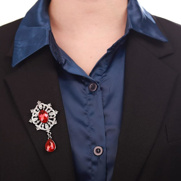 Blå Rhinestones Liten Silver Brosch för Unisex Kvinnor Män Klänning Kostym Broscher Pin Bling Smycken för Speciella Tillfällen