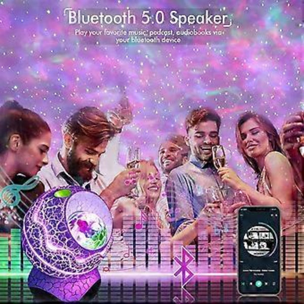 Stjerneprojektor, Galakseprojektor for Soverom, Fjernkontroll & Hvit Støy Bluetooth-høyttaler, 14 Farger LED Nattelykter for Barnerom