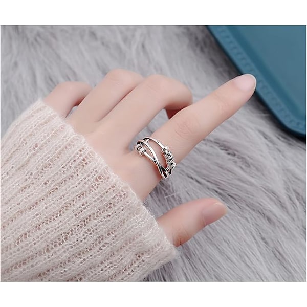 Sølv Anti-Angst Ringe Unisex Spinner Ringe Unisex Justerbar