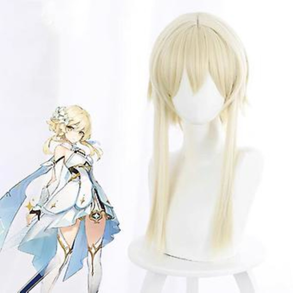 Anime Genshin Lumine Aether Traveler -peruukki Kultaa Lämpöä Kestävä Hiukset Aikuisten Rekvisiitta (Ying)