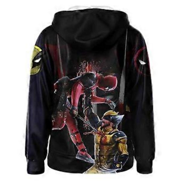 Voksen Menn Deadpool & Wolverine Kostyme Hoodie 3D Trykk Casual Genser Pullover Hettestrikket Topper (M)