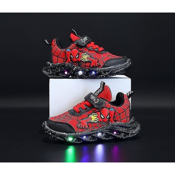Spiderman Children's Shoes New Boys' Sneakers With Lights New Children's Shoes Black 29