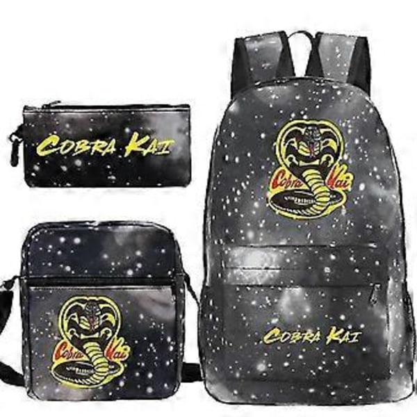 3-delt sett Cobra Kai Ryggsekk Skolevesker Casual Bagpacks Trykte Sekker For Tenåringer Jenter Gutter Reisevesker (16)