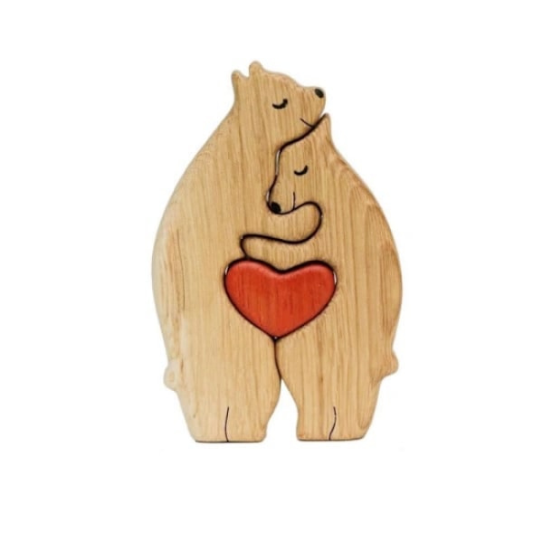 Wooden bear family statue Animal statue 2-PERSON FAMILY 2-Person