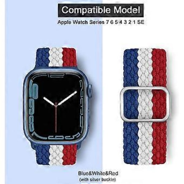 Joustava Solo Loop -hihna yhteensopiva Apple Watch -kellonauhan kanssa 45 mm 44 mm 42 mm, säädettävä elastinen nylonpunottu urheiluranneke iWatch Series 7 6 5 4