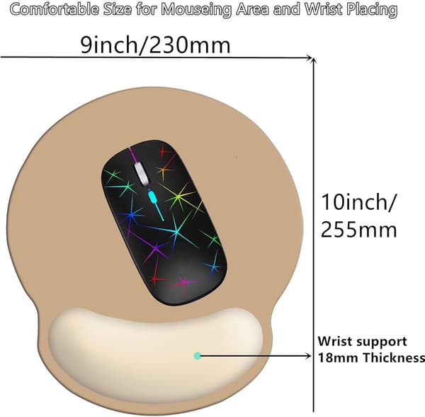 (Beige skum) Håndleddsstøtte Musematte, Ergonomisk minneskum musematte 9x10in Sklisikker gummibase Smertelindrende musematte