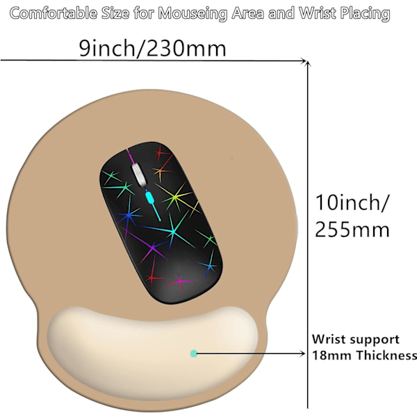 (Beige Skum)Handledsstöd Musmatta,Ergonomiskt Minnesskum Musmatta 9x10in Halkskyddad Gummibas Smärtlindring Musmatta