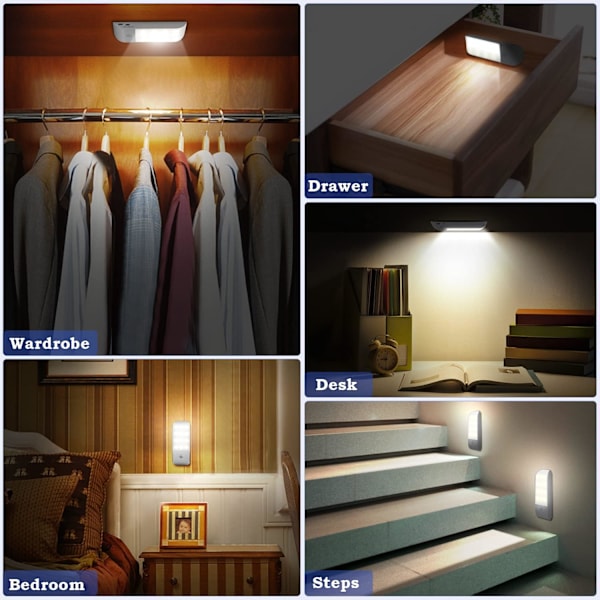 Varm gul oppladbar LED-nattlys, automatisk nattlys w