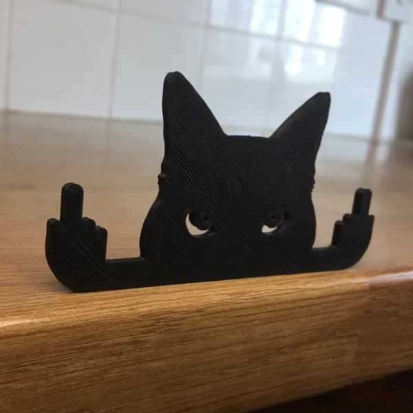 1 stk. Midterste finger kat Sort kat stuevindue 10x5cm