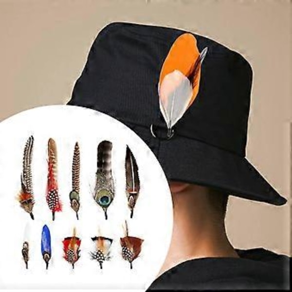 Hattuhöyhenet, lajitelma höyheniä, muoti cowboy-hattu höyhen, askarteluhöyhenet fedora-hatun koristeluun, DIY-keskipisteet, askartelutarvikkeet (tyyli A)