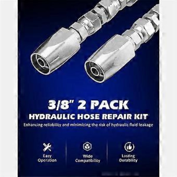 2 kpl Hydrauliletkun Korjaussarja, Uudelleenkäytettävä, 2-johtiminen Uudelleenkäytettävä Hydraulikorjausliitin 3/8 tuumaa