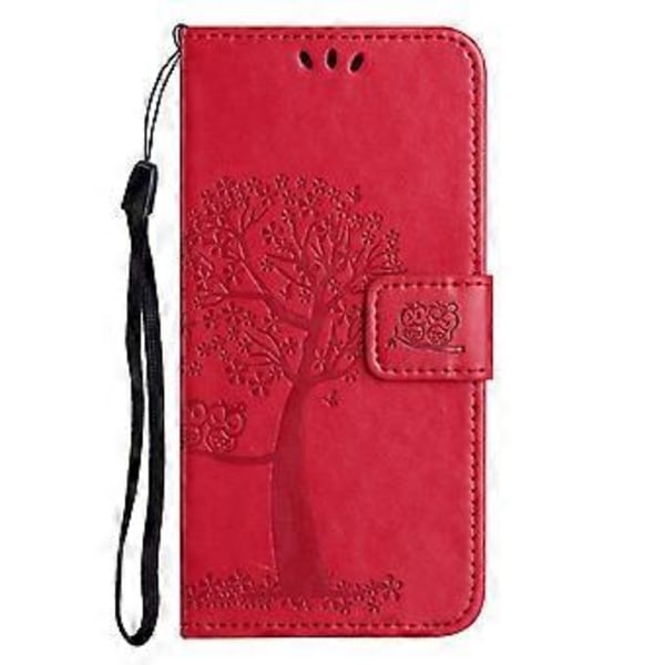 Til Motorola Moto G35 5G Etui PU Læder Ugle Træ Præget Pung Telefon Cover (Style D)