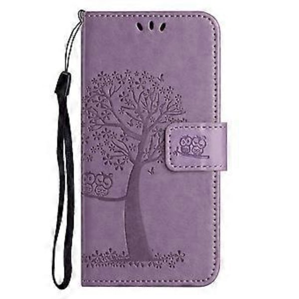 Til Motorola Moto G35 5G Etui PU Læder Ugle Træ Præget Pung Telefon Cover (Style G)