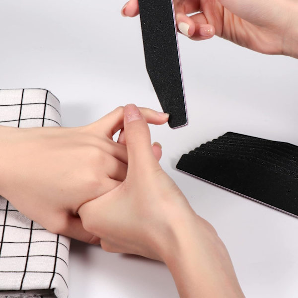 Sort - 50 stk. Dobbeltsidede Neglefile Neglekunst Manicure Værktøjer Cu
