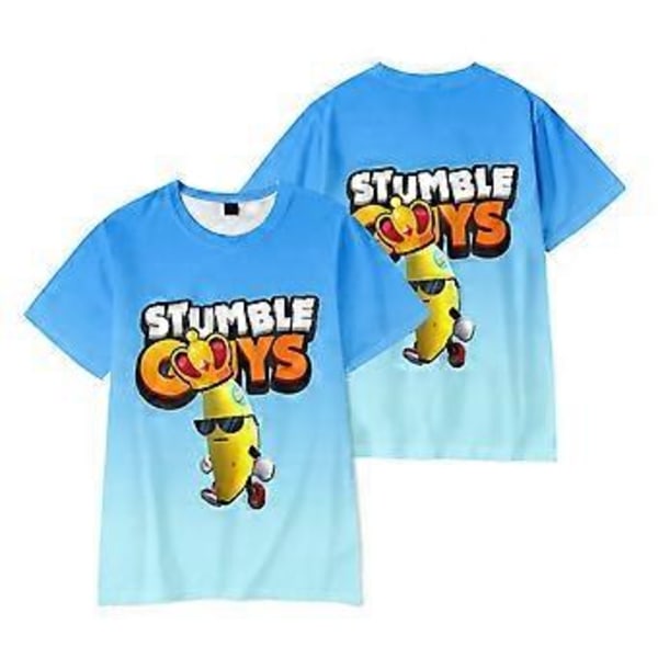 Stumble Guys 3D-trykte T-skjorter med korte ermer, avslappet Tee Topper for barn, gutter og jenter, sommer-T-skjorter (6-7 år D)