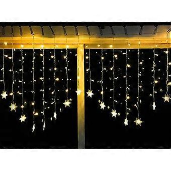 Julevindueslyskæde 5m 216 LED Snefnug Lyskæde Juledekorationer til Indendørs Udendørs Festvindue (Varm Hvid)