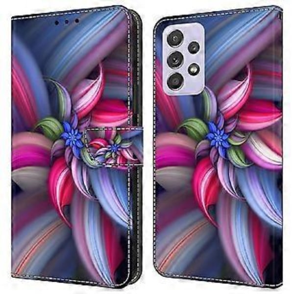 Plånboksfodral för Samsung Galaxy A52 4G/5G/A52s 5G, PU Läderställ 3D Mönstertryck Telefonskal (Färgglada Blommor)