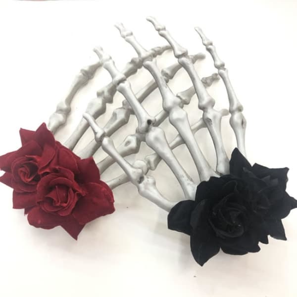 Sort Halloween Knogle Hårklemmer Skelet Hånd Hårklemme Sort Ros