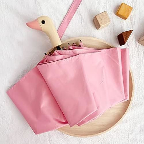 (320×60×60) Kompakti pieni sateen- ja auringonvarjo, söpö design-ankkapäävarjo tytöille lahjoiksi, 8-puolainen taittuva sateenvarjo