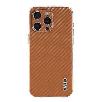AZNS Skal för iPhone 14 Pro Max Elektropläterad Kolfibertextur PU+TPU Telefonskydd (Stil A)