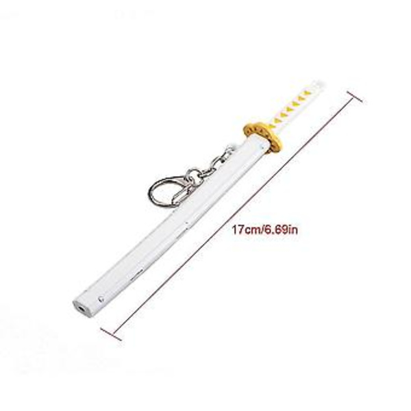 Demon Slayer Anime Sværd Nøglering Mini Katana Nøgleringe Anime Nøglering Cosplay Vedhæng Gave-r (Gul)