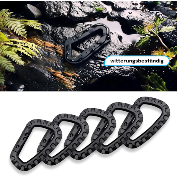 10-pack karbinhakar, plastkarbinhake, taktisk karbinhake, militärbil