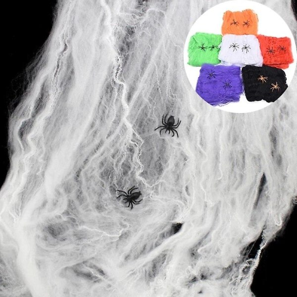 20g Halloween Dekoration Spindelväv Dekoration Sträckbar Spindelväv Bomull Skräck Dekoration För Bar Spökhus Scen Rekvisita E