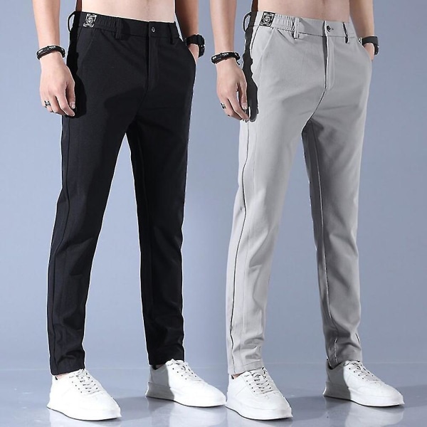 Men's Golf Trousers Quick Drying Long Comfortable Leisure Trousers With Pockets Dark Grey 34