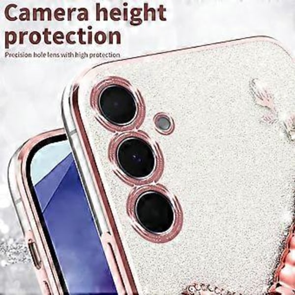 KADEM Skal för Samsung Galaxy A15 5G/4G Fjäril Stöd TPU Blommor Glitter Mobilskal (Stil C)